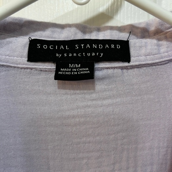 Social Standard Sanctuary Sz M Lavender Button Down Gauzy Lagenlook Pastel Beach - Picture 3 of 9